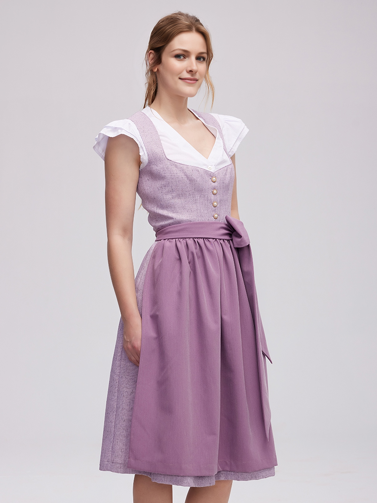 Modernes Lila Firndl mit schmaler Taille und kurzem Rock