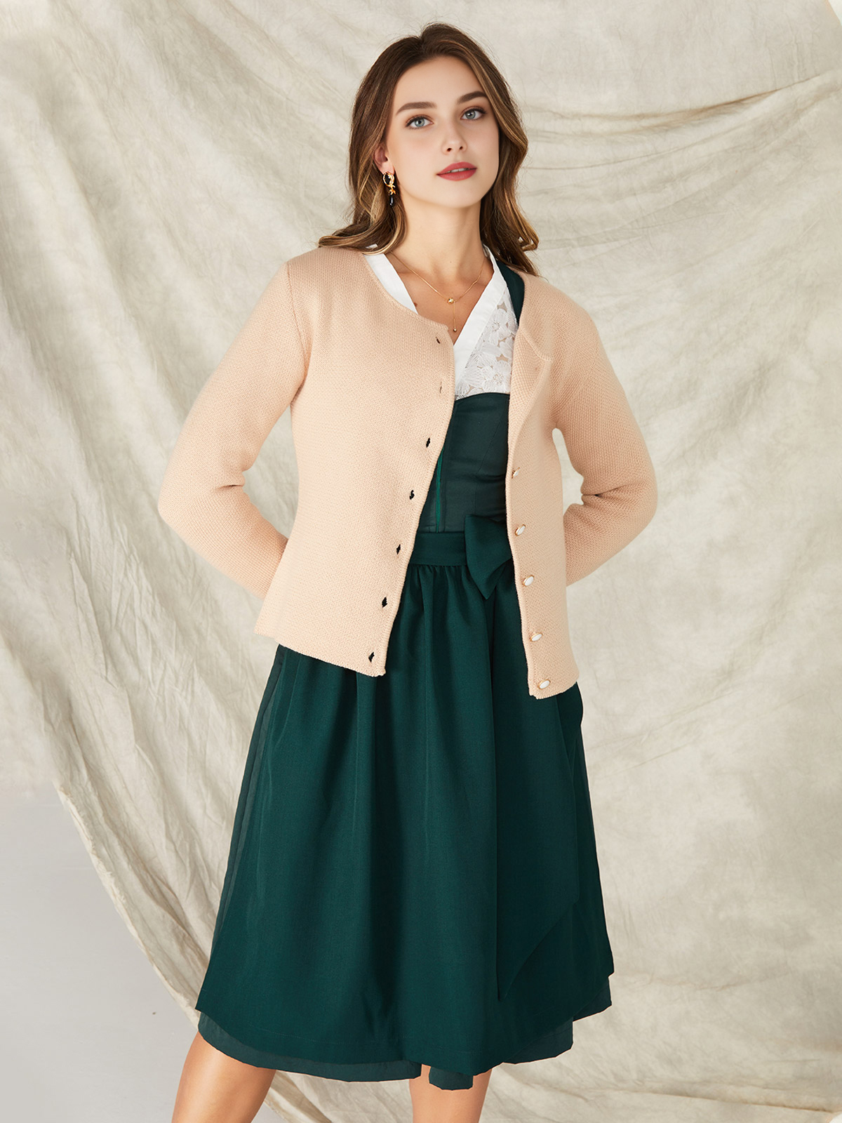 Dirndl mit Reißverschluss vorne in Braun